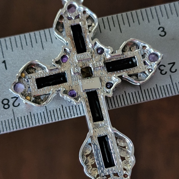 NICKY BUTLER RAJ COLLECTION LIMITED Sterling Silver Onyx Cross Pendant 925 NB - Picture 10 of 10